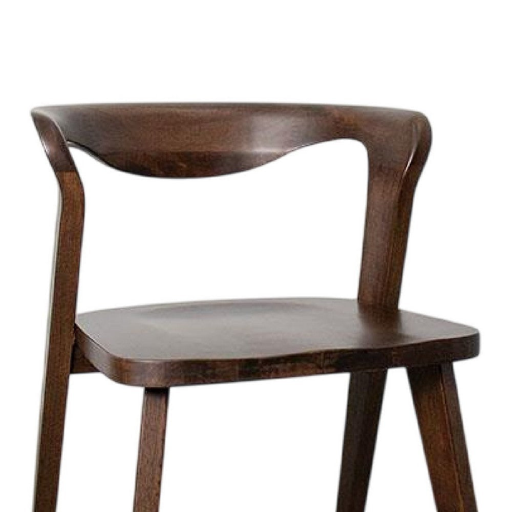 Rumy Dining Side Chair Set of 2 | Open Back | Walnut Brown Solid Wood BM333709