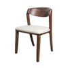 Viki Dining Side Chair Set of 2 | Ivory Fabric Seat | Brown Solid Wood BM333710