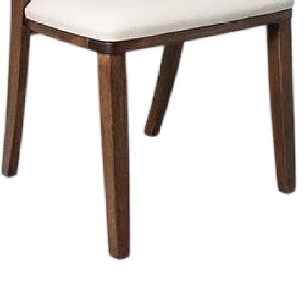 Viki Dining Side Chair Set of 2 | Ivory Fabric Seat | Brown Solid Wood BM333710