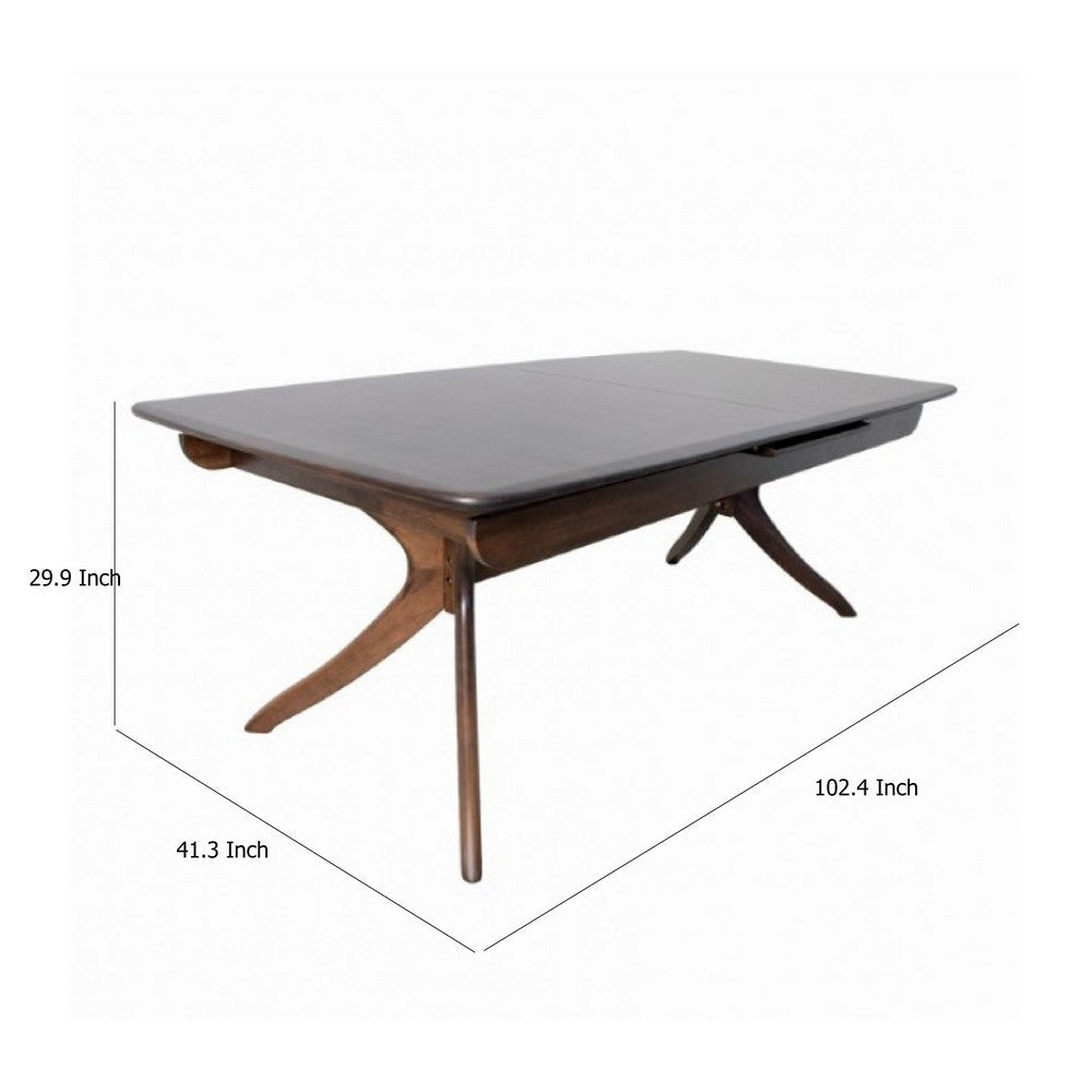 Viki 82-102’’ Dining Table | Curved Legs Extendable Brown Solid Wood BM333711