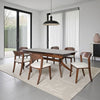 Viki 82-102" Dining Table | Curved Legs Extendable Brown Solid Wood