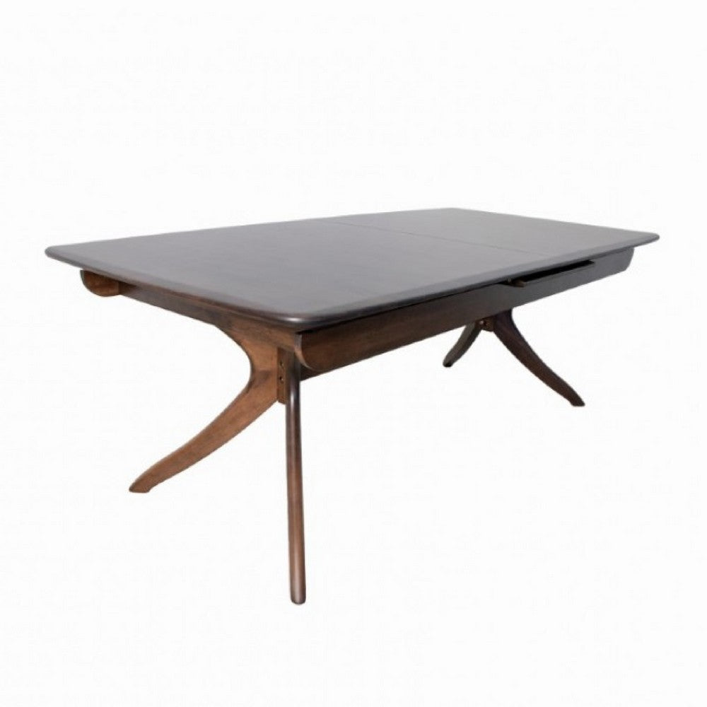 Viki 82-102’’ Dining Table | Curved Legs Extendable Brown Solid Wood BM333711