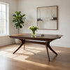 Viki 82-102" Dining Table | Curved Legs Extendable Brown Solid Wood