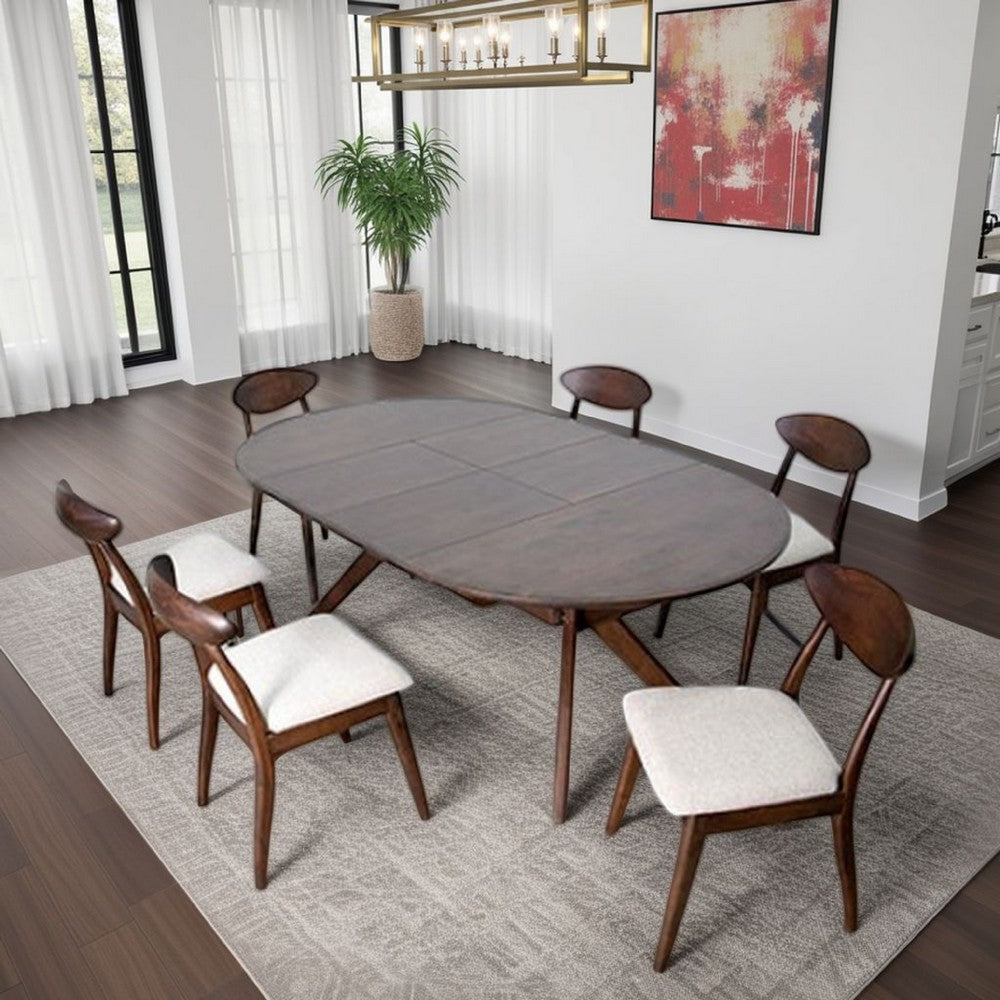 Mikie 47-79" Dining Table | Extendable Brown Full Solid Wood Top