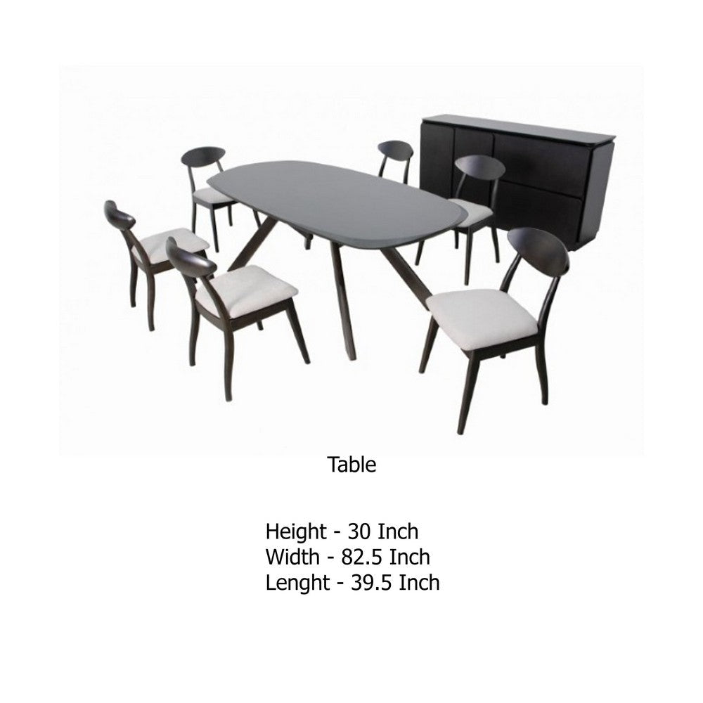Ziva Dining Table | 3D Cut Edge | Black Solid Wood 83’’ Rectangular BM333713