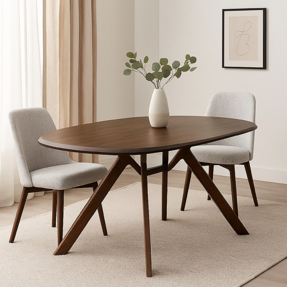 Ziva Dining Table | 3D Edges | Brown Full Solid Wood 83" Rectangular