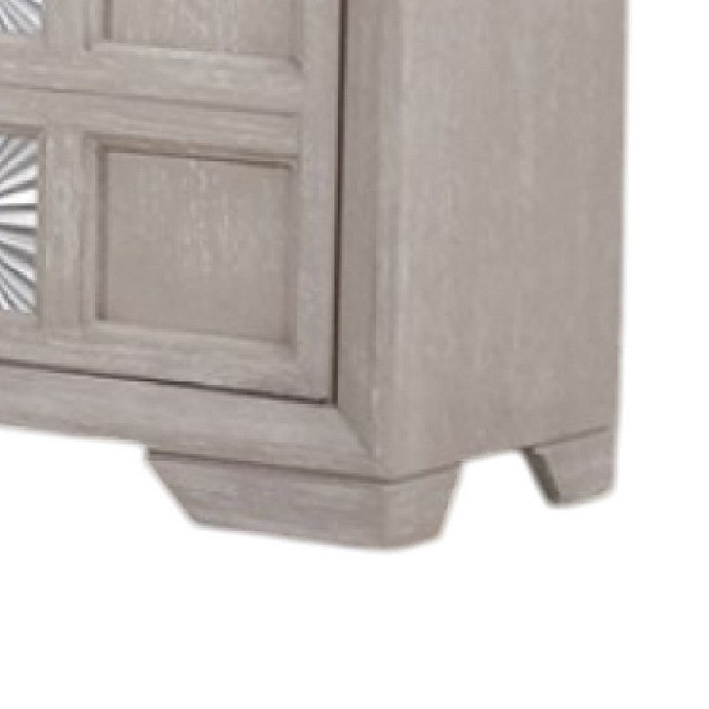 Diaz Sideboard Buffet Console | 3 Doors | Sunburst Pattern Light Gray BM333716