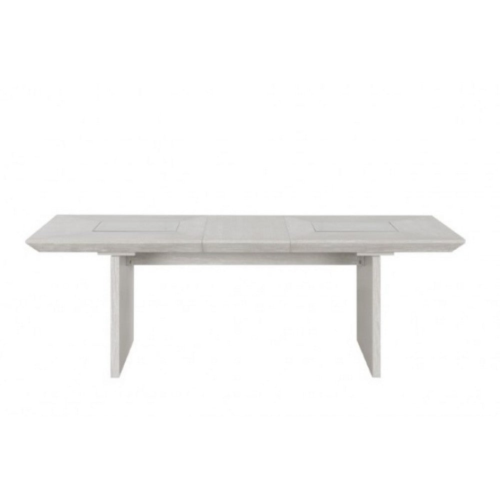 Diaz 72-90" Extendable Dining Table | Glass Accents | Light Gray Wood