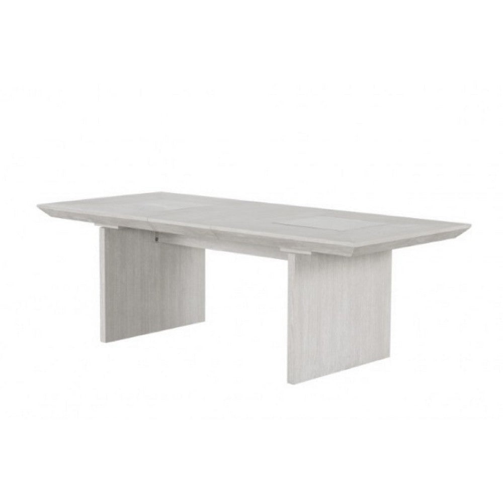 Diaz 72-90" Extendable Dining Table | Glass Accents | Light Gray Wood