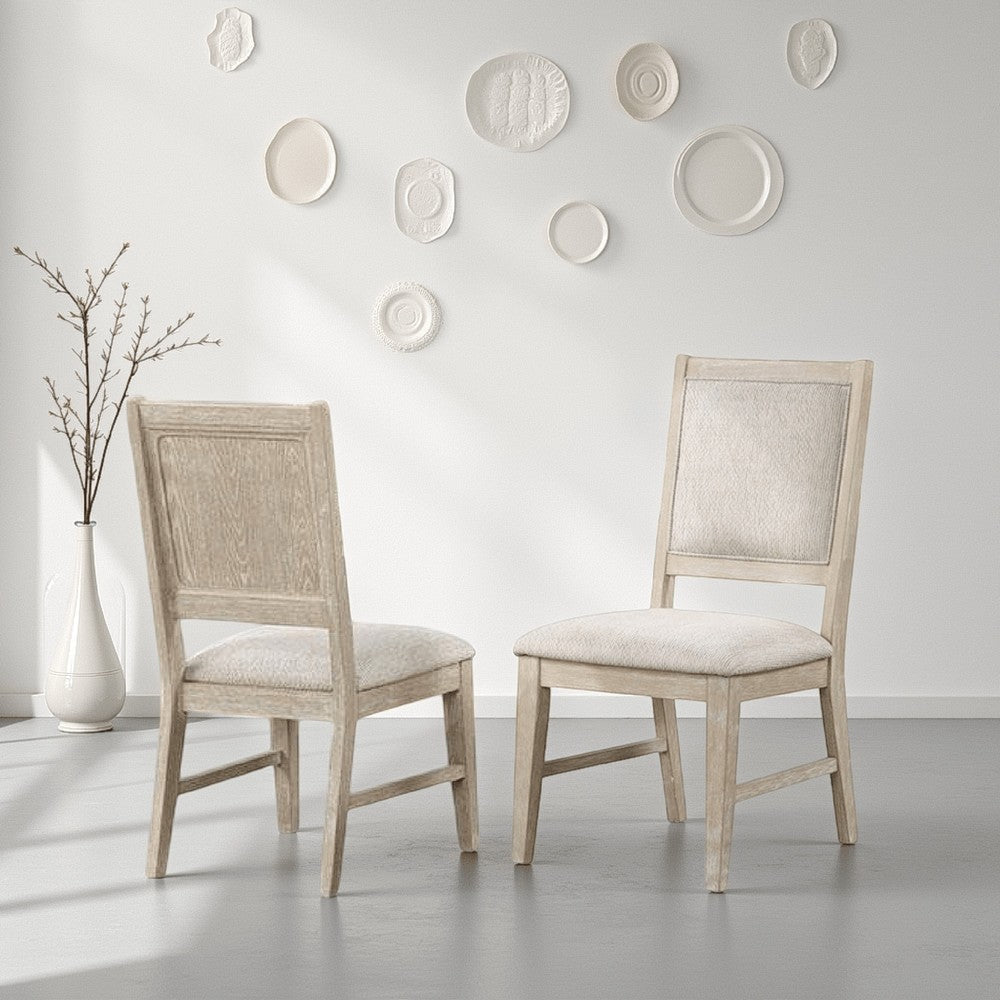 Rozie Dining Side Chair Set of 2 | Tapered Legs Light Oak Poplar Wood BM333718