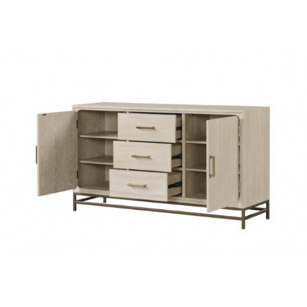 Rozie Sideboard Buffet Console | 3 Drawers | 2 Doors | Gray Wood | 60’’ BM333719