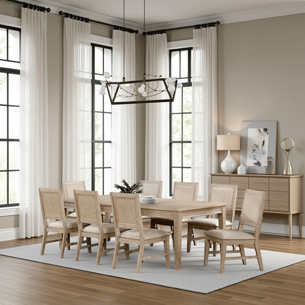 Rozie 72-90" Extendable Dining Table | Farmhouse Light Oak Brown