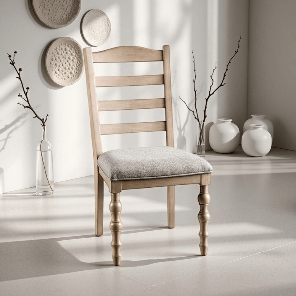 Cherie Dining Chair Set of 2 | Turned Legs | Light Brown Solid Wood BM333722