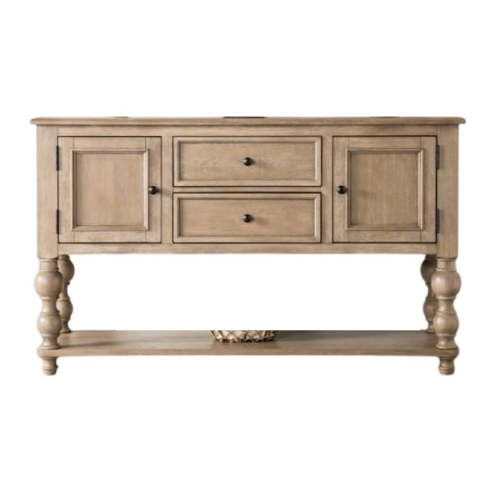 Cherie Sideboard Buffet Console | 2 Drawers Doors | Light Brown | 60"