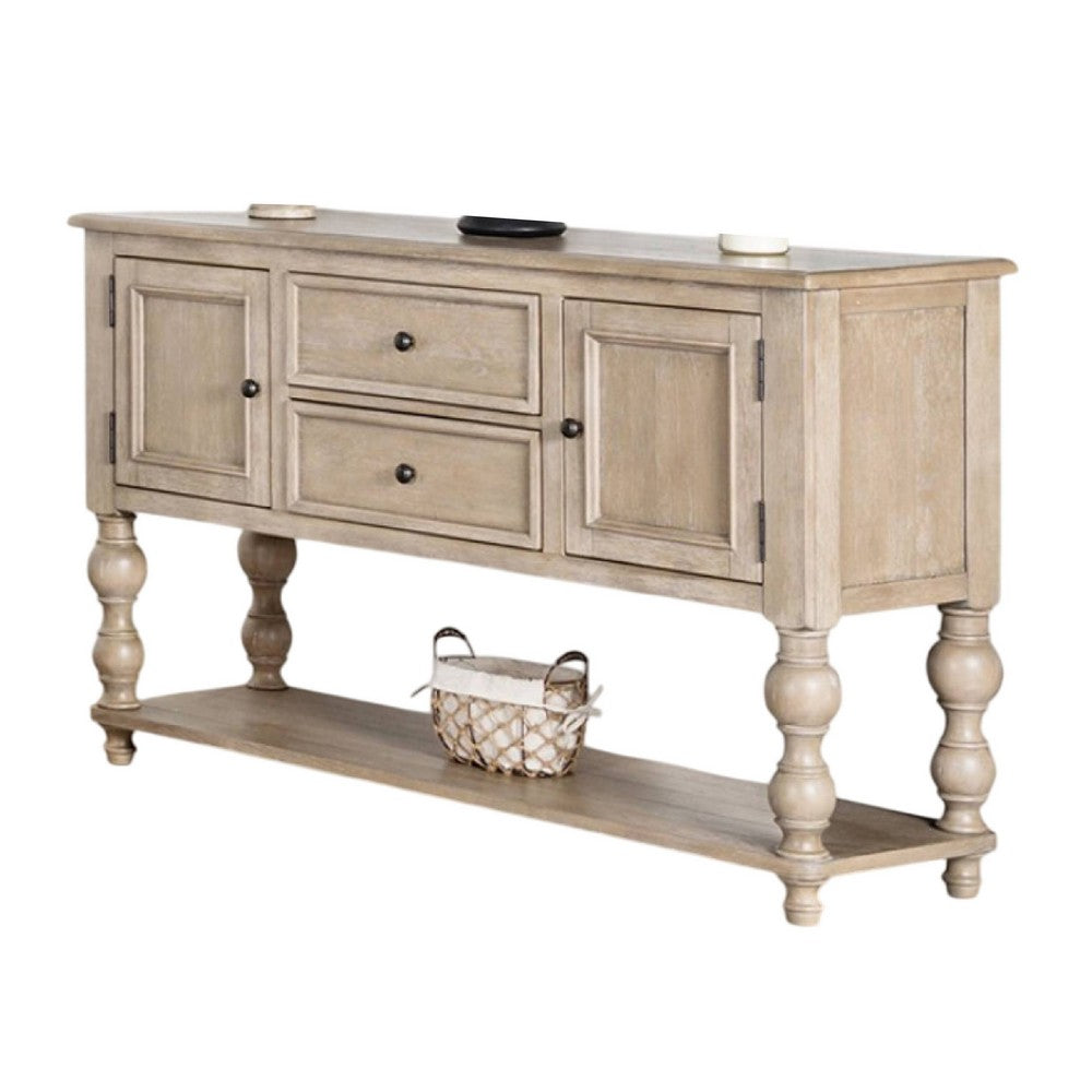 Cherie Sideboard Buffet Console | 2 Drawers Doors | Light Brown | 60"