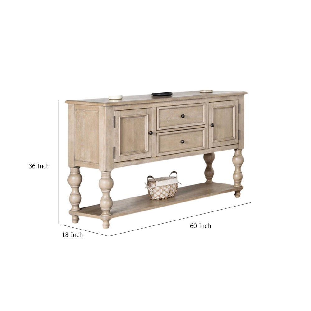 Cherie Sideboard Buffet Console | 2 Drawers Doors | Light Brown | 60"