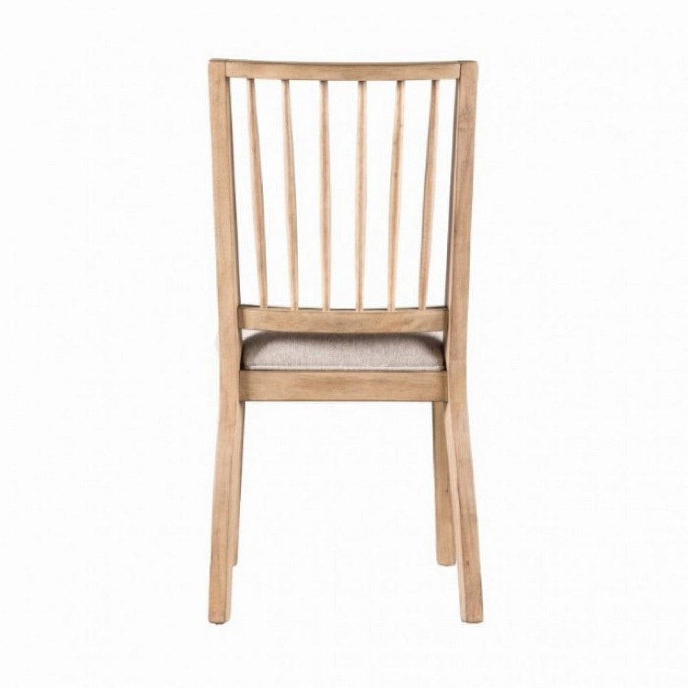 Lucas Dining Side Chair Set of 2 | Slatted Back | Natural Brown Wood BM333725