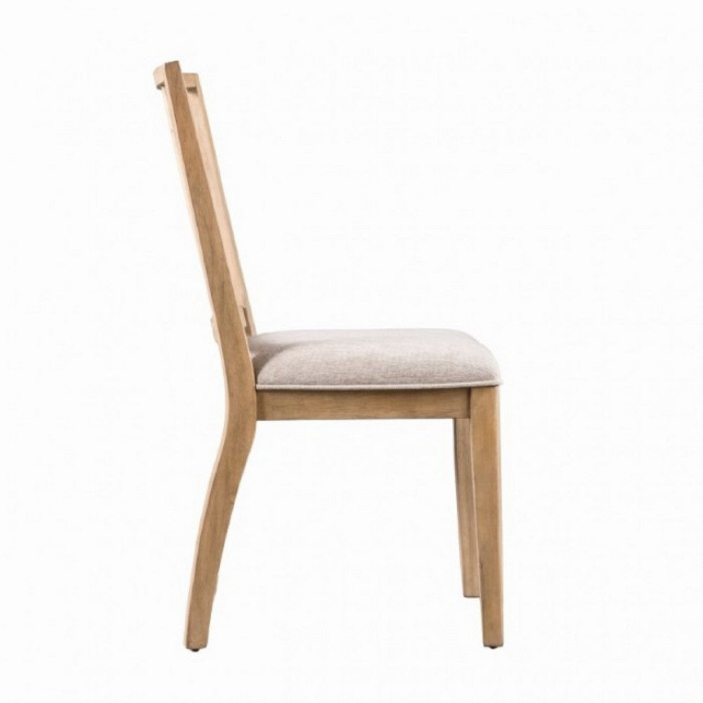 Lucas Dining Side Chair Set of 2 | Slatted Back | Natural Brown Wood BM333725