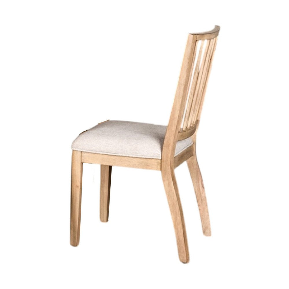 Lucas Dining Side Chair Set of 2 | Slatted Back | Natural Brown Wood BM333725