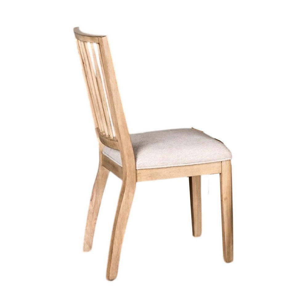 Lucas Dining Side Chair Set of 2 | Slatted Back | Natural Brown Wood