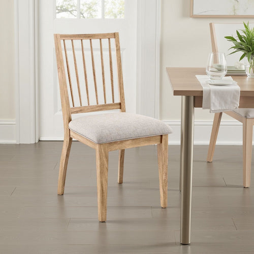 Lucas Dining Side Chair Set of 2 | Slatted Back | Natural Brown Wood