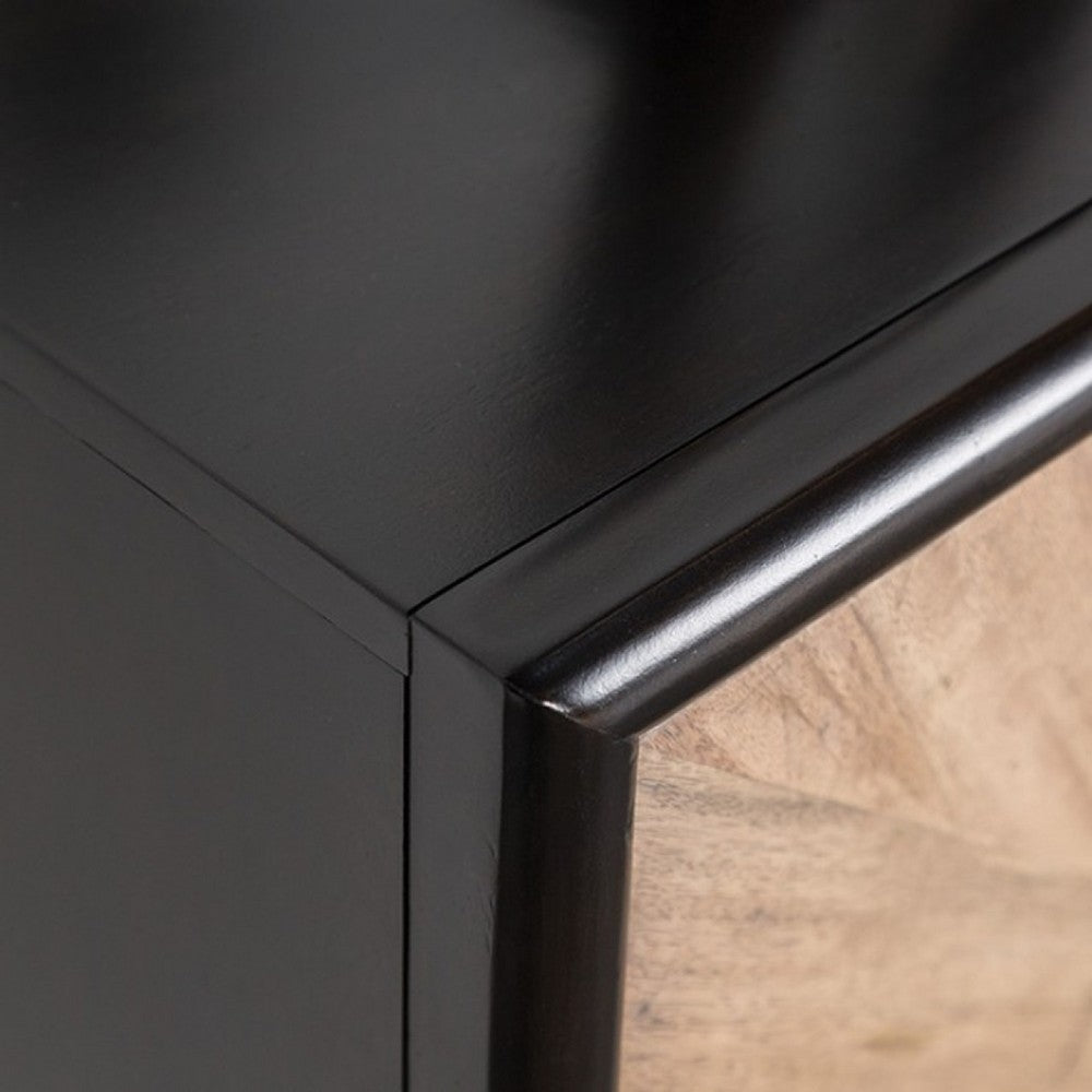 Lucas Sideboard Buffet Console | 4 Doors | Black Brown Wood | 72"