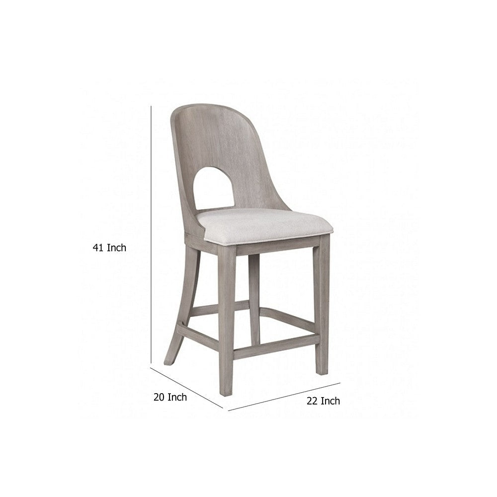Zoko Counter Height Chair Set of 2 | Curved Cut Out Back | White Wash BM333728