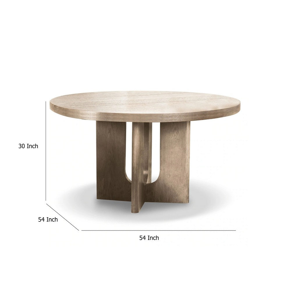 Zoko Round Dining Table | Pedestal Base | White Wash Solid Wood 54"