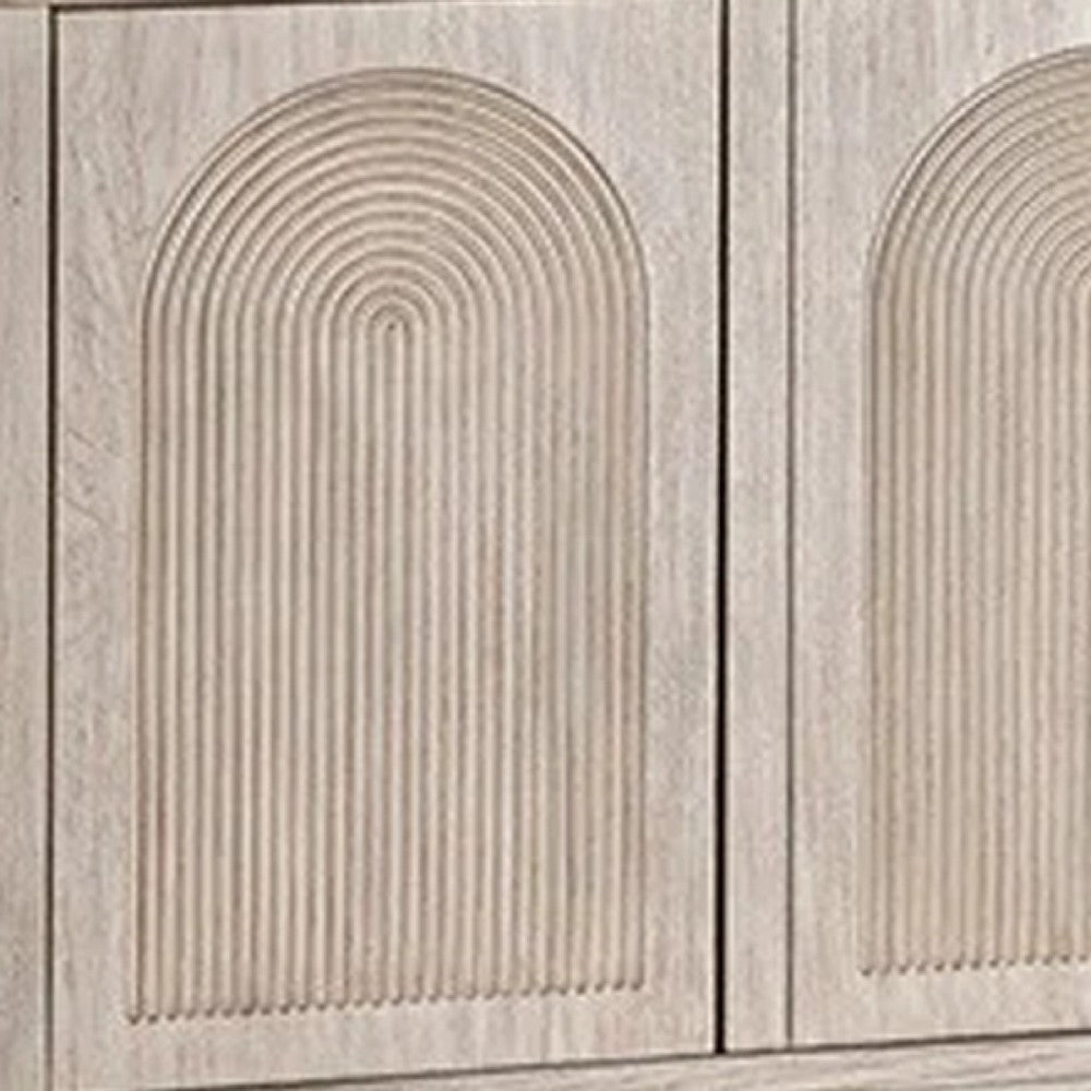 Zoko Sideboard Buffet Console | Arched Design Doors | 77’’ White Wash BM333731