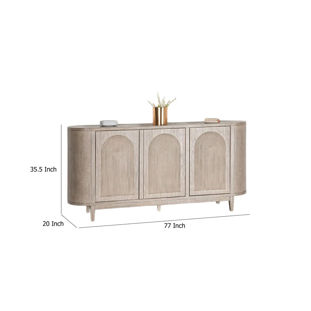 Zoko Sideboard Buffet Console | Arched Design Doors | 77’’ White Wash BM333731