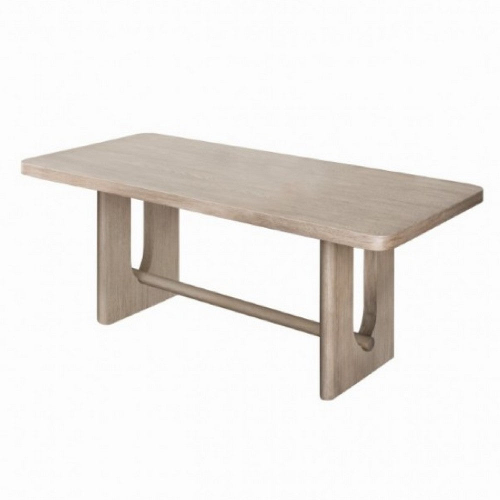 Zoko Dining Table | Pedestal Base | Classic White Wash Rubberwood 83"