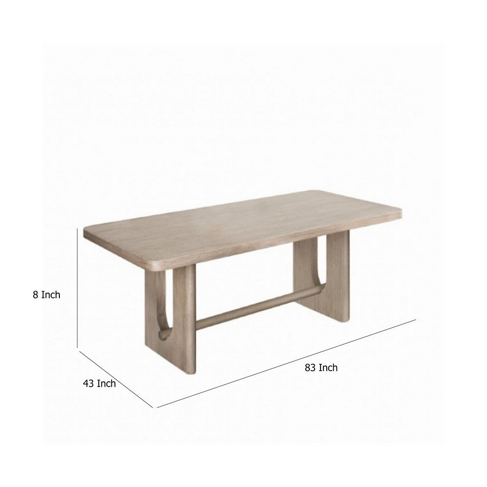 Zoko Dining Table | Pedestal Base | Classic White Wash Rubberwood 83"