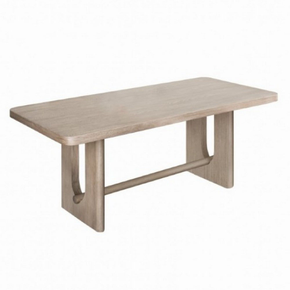 Zoko Dining Table | Pedestal Base | Classic White Wash Rubberwood 83"
