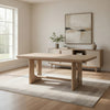 Zoko Dining Table | Pedestal Base | Classic White Wash Rubberwood 83"