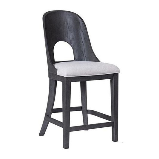 Zoko Counter Height Chair Set of 2 | Curved Cut Out Back | Gray Wood