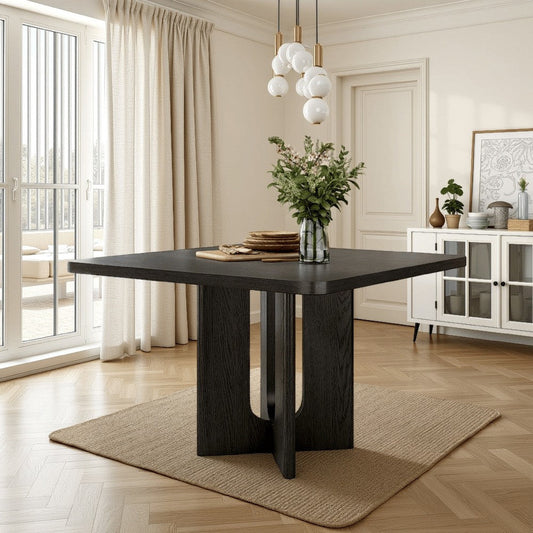 Zoko Square Counter Height Dining Table | Pedestal Base Ash Gray Wood