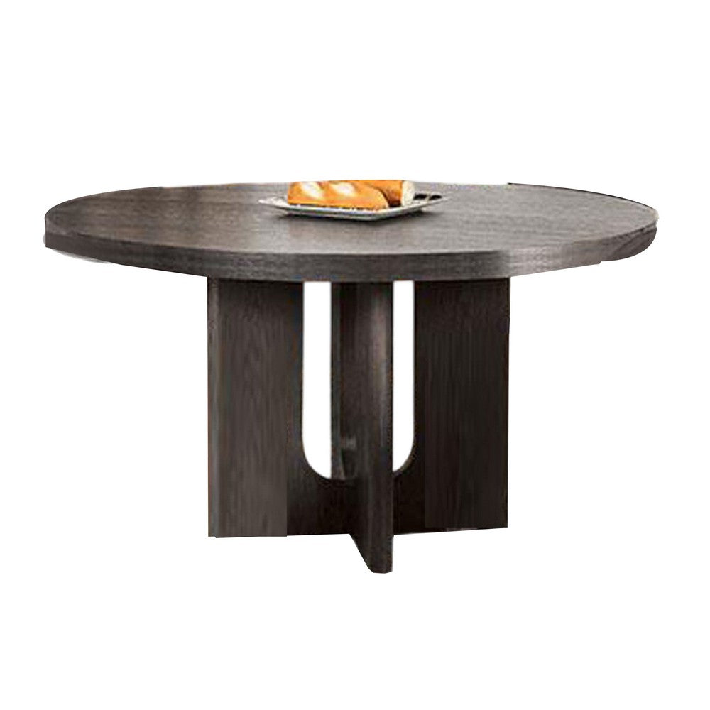 Zoko Round Dining Table | Pedestal Base | Ash Gray | Solid Wood 54"