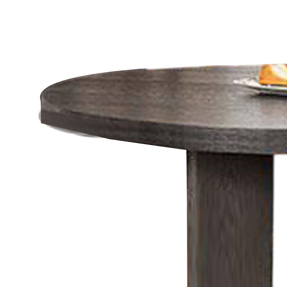 Zoko Round Dining Table | Pedestal Base | Ash Gray | Solid Wood 54"