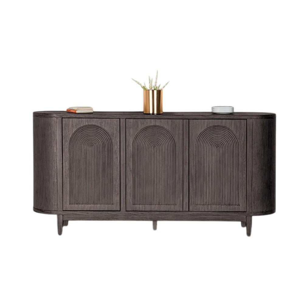 Zoko Sideboard Buffet Console | Arched Design Doors | Gray Wood 77’’ BM333736