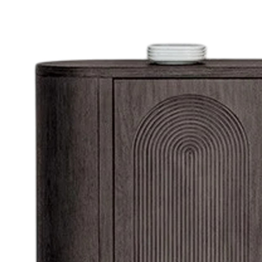 Zoko Sideboard Buffet Console | Arched Design Doors | Gray Wood 77’’ BM333736