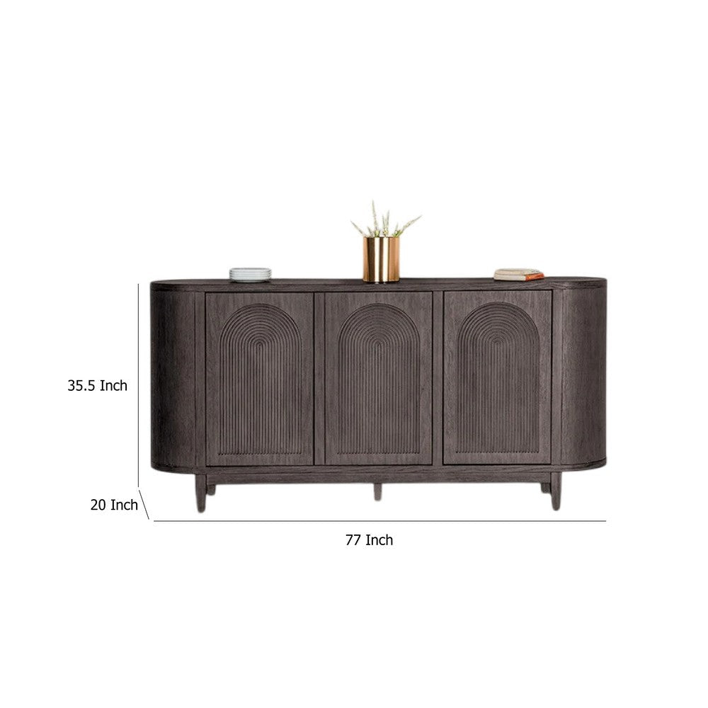 Zoko Sideboard Buffet Console | Arched Design Doors | Gray Wood 77’’ BM333736