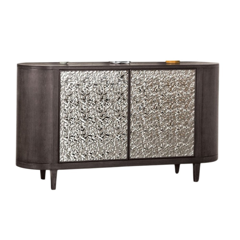 Zoko Sideboard Buffet Console | 2 Doors | Chrome | Ash Gray Wood 60"
