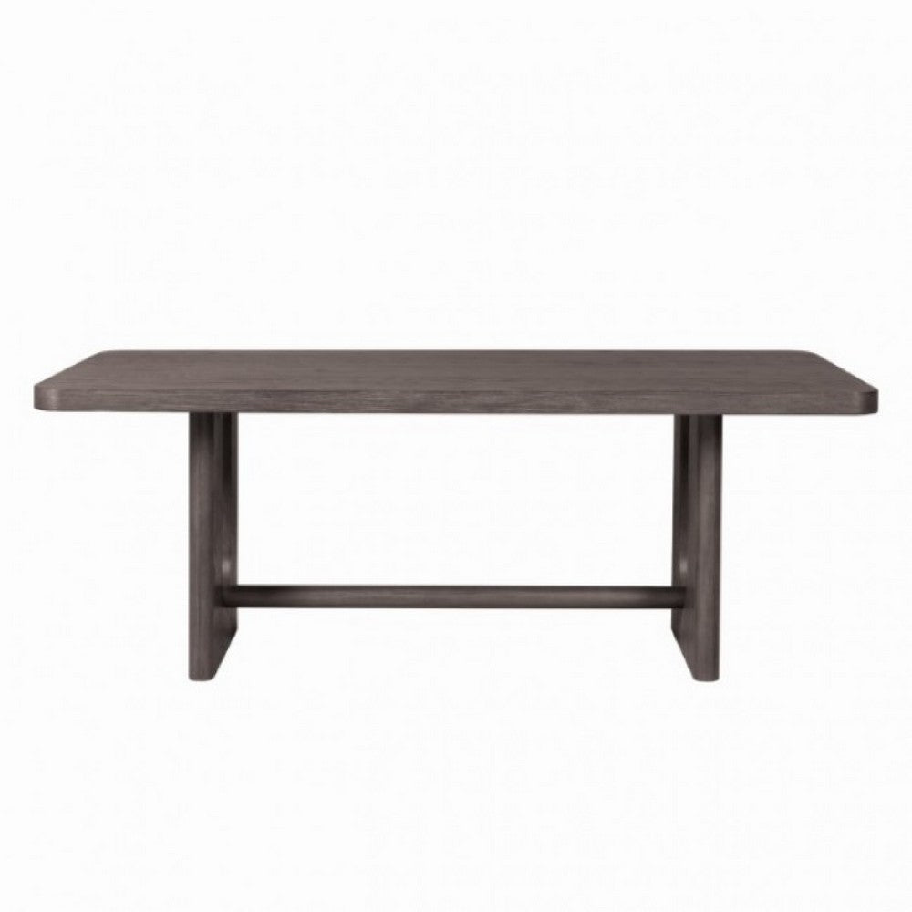 Zoko Dining Table | Pedestal Base | Dark Ash Gray | Solid Wood 83"
