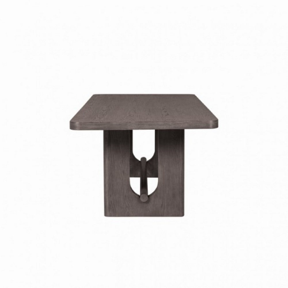 Zoko Dining Table | Pedestal Base | Dark Ash Gray | Solid Wood 83"
