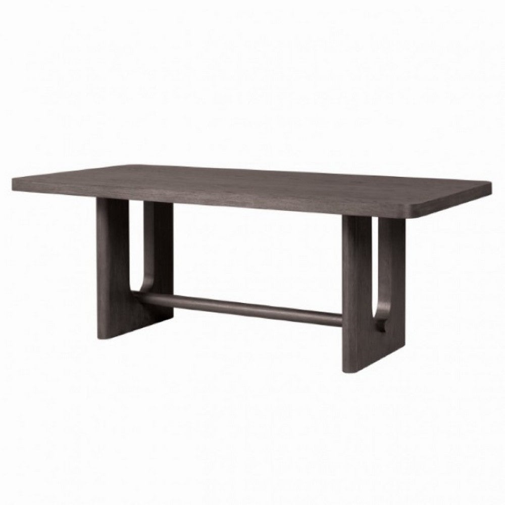 Zoko Dining Table | Pedestal Base | Dark Ash Gray | Solid Wood 83"