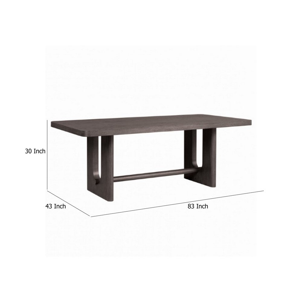 Zoko Dining Table | Pedestal Base | Dark Ash Gray | Solid Wood 83"