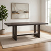 Zoko Dining Table | Pedestal Base | Dark Ash Gray | Solid Wood 83"