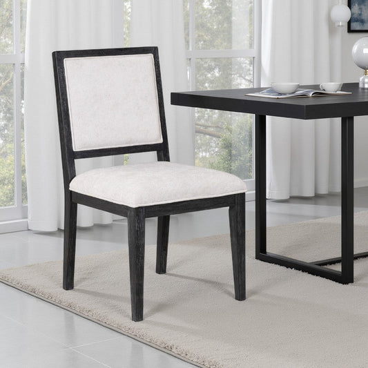 Ginie Dining Side Chair Set of 2 | Farmhouse Legs | Black Rubberwood