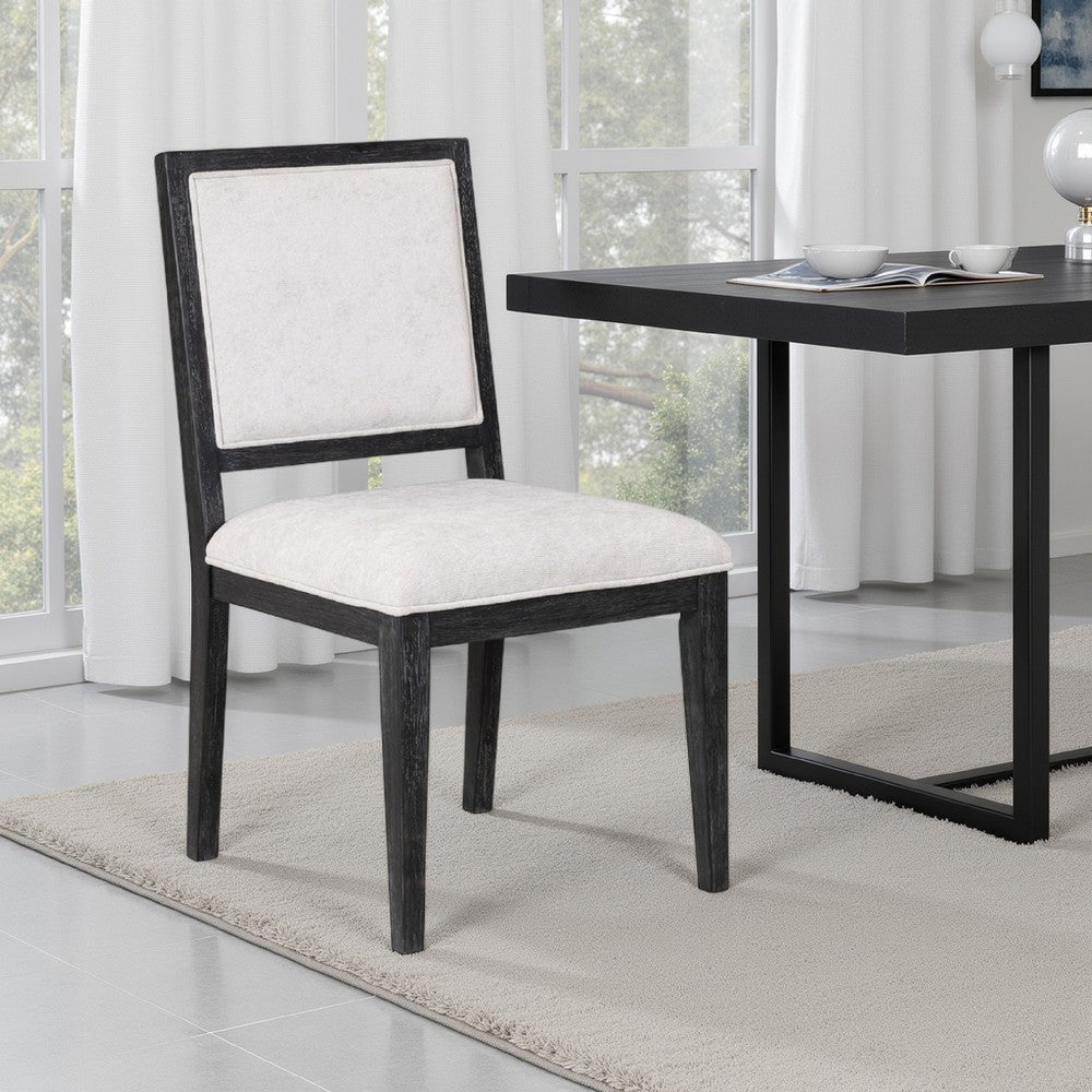 Ginie Dining Side Chair Set of 2 | Farmhouse Legs | Black Rubberwood
