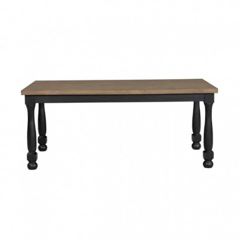 Ginie Dining Table | Farmhouse Legs | Rectangular Oak Black Wood 78’’ BM333740